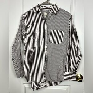 a new day Chocolate Brown Striped Button Down Shirt